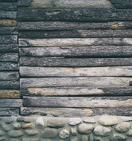 wall made of rock and wood
